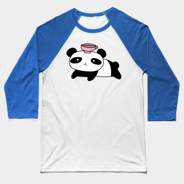 Panda and Tea Baseball T-Shirt by saradaboru